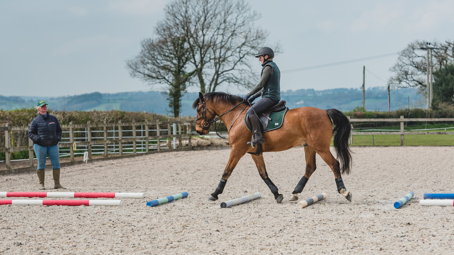 Flatwork training with poles for Lamberts Castle Riding Club